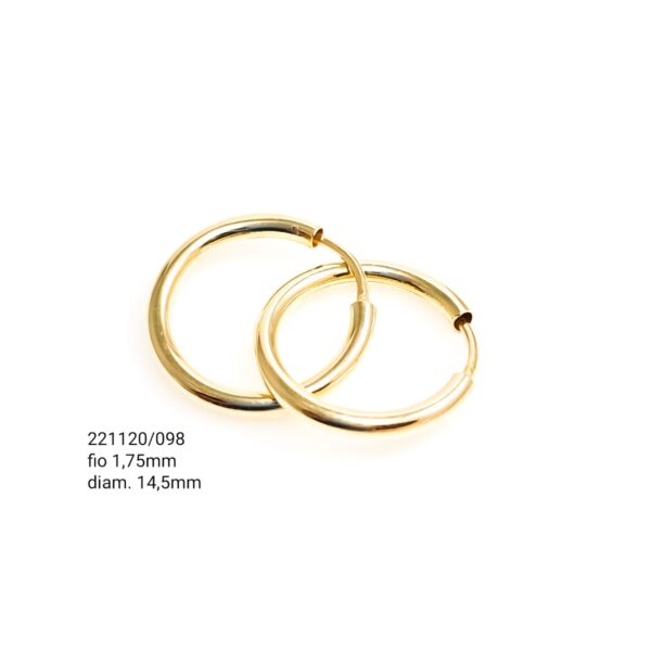 Brinco argola oco em ouro 18k - 221120/098