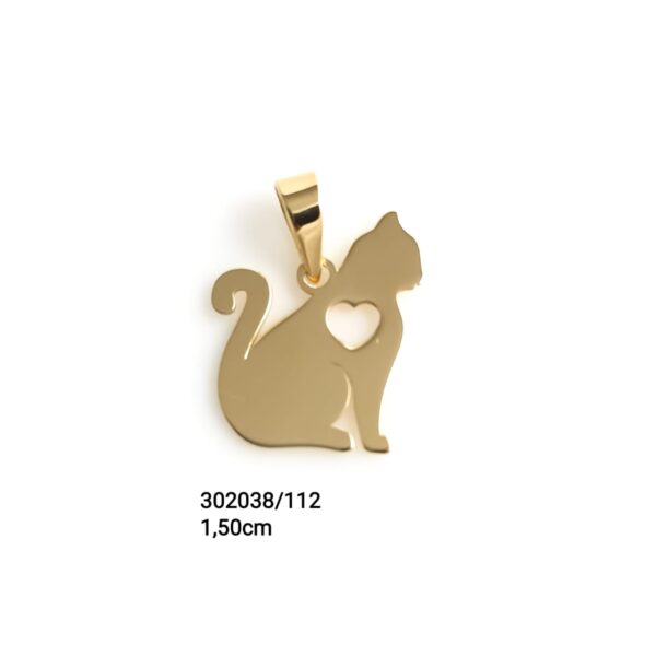 Pingente pet gato coração em ouro 18k - 302038/112