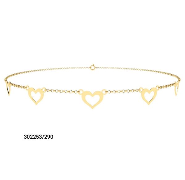 Gargantilha choker 40cm coração em ouro 18k - 302253/305