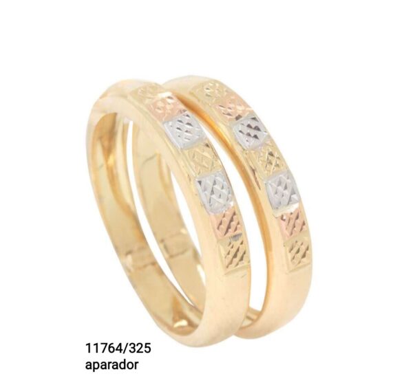 Anel tipo aparador quadradinhos color em ouro 18k - 11764/325